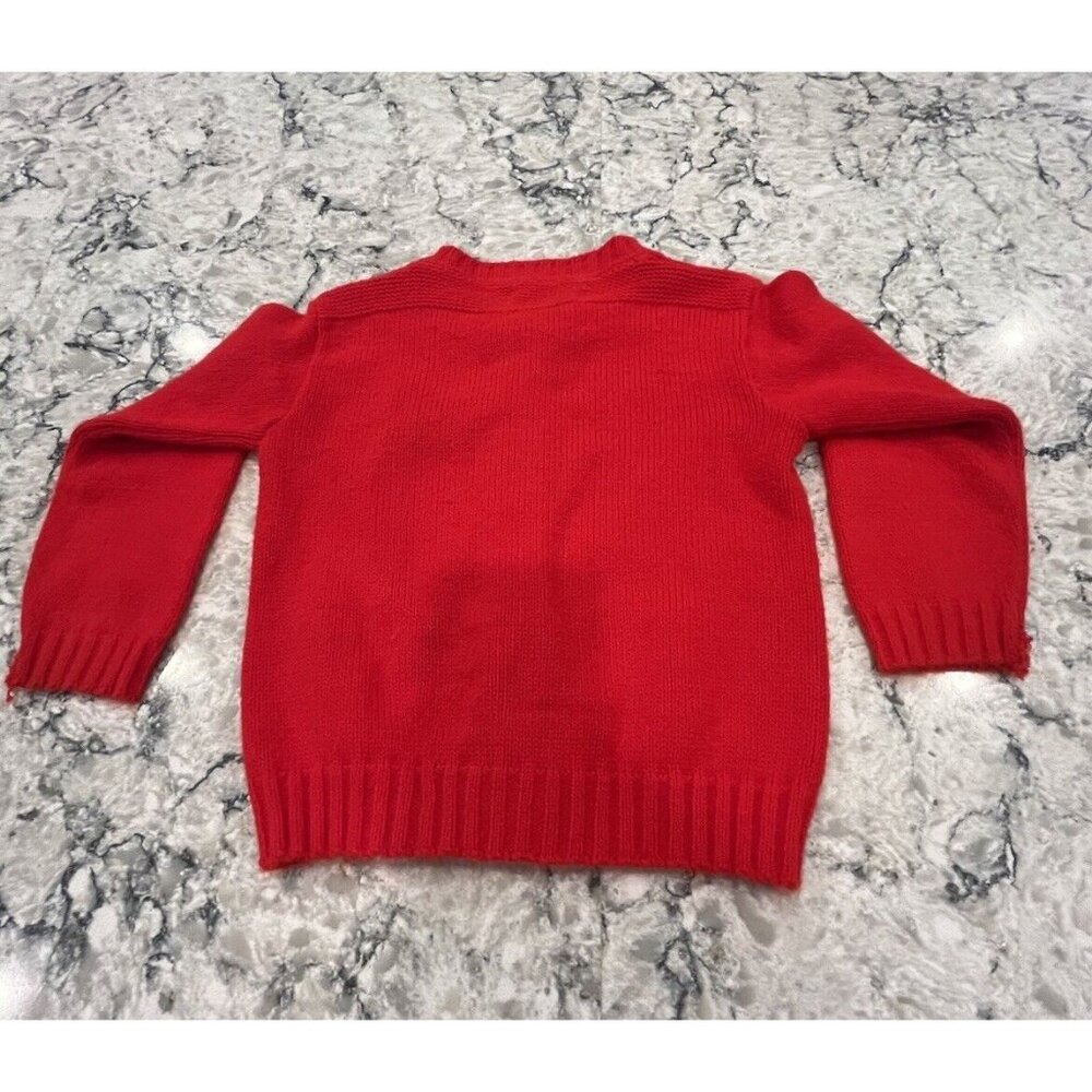 Vintage 80s Blue Bird Cardigan Sweater Girls T 2-4 Acrylic Button Red Embroidery - Picture 4 of 8